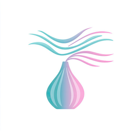 This abstract illustration features a pastel vase with flowing waves, embodying elegance and creativity in a minimalist design perfect for modern decor.の素材