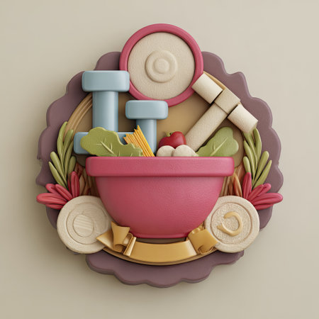 This vibrant and artistic food arrangement features vegetables and kitchen utensils creatively arranged, perfect for culinary inspiration and decor.の素材