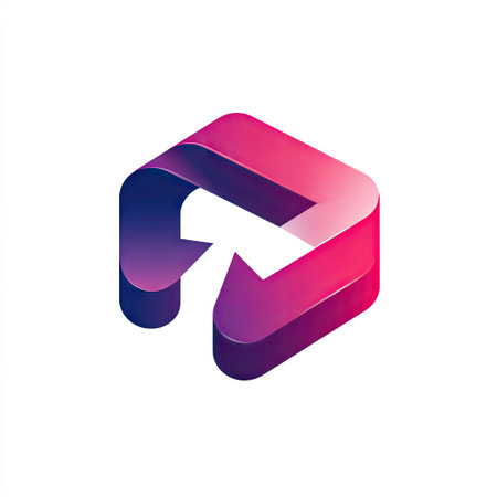 This logo design showcases modern aesthetics with its abstract geometric shapes and vibrant gradient colors. Perfect for tech or creative branding.の素材