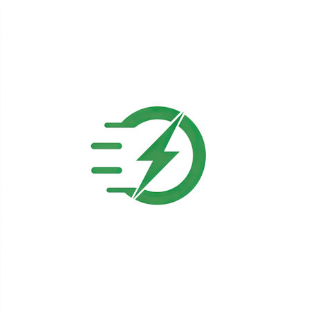 This vibrant green logo features a lightning bolt, representing speed and energy. Ideal for branding, technology, and creative projects, it embodies innovation.の素材