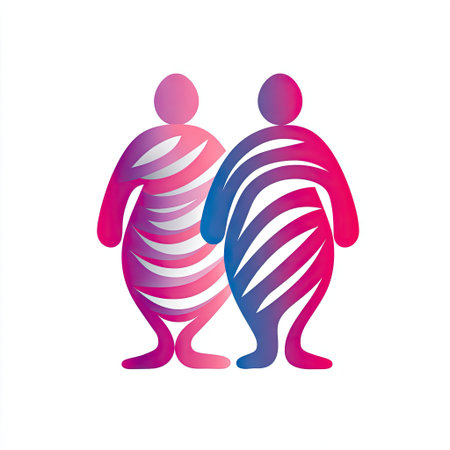 This vibrant abstract illustration features two figures symbolizing togetherness and unity. The modern design showcases dynamic curves and colors, creating a harmonious visual expression. Perfect for themes of diversity and community.の素材