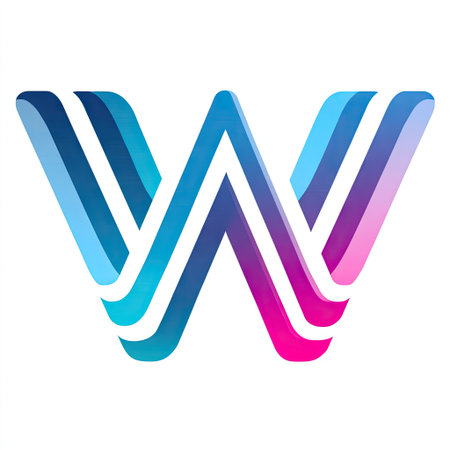 This colorful abstract wave design features a blend of blue and pink gradients, ideal for modern branding and creative projects, symbolizing innovation.の素材