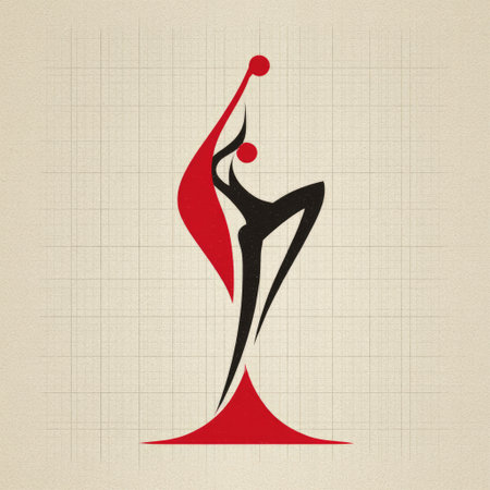 This image features an elegant abstract dancer silhouette in red and black, symbolizing movement and creativity. Ideal for artistic projects or as a visual metaphor.の素材
