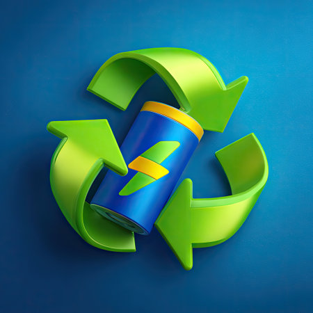 This vibrant image portrays a unique recycling theme featuring a colorful can surrounded by green arrows, representing sustainable practices and environmental responsibility.の素材
