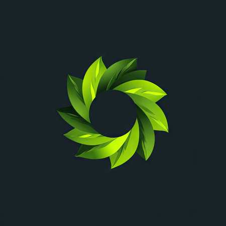 This graphic showcases a circular design made of green leaves, representing themes of nature, sustainability, and organic growth. Ideal for eco-friendly projects.の素材
