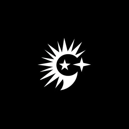 This artwork features a minimalistic design of a sun, moon, and star against a black background. Ideal for various creative projects, it symbolizes harmony and balance.の素材