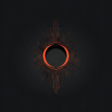 This abstract artwork features a circular design with radiating lines set against a dark backdrop. It conveys modern elegance and creativity, perfect for artistic projects.の素材