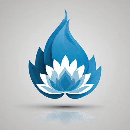 This abstract blue flame symbol beautifully merges water and flame imagery, representing purity and transformation in modern design. Ideal for artistic projects.の素材