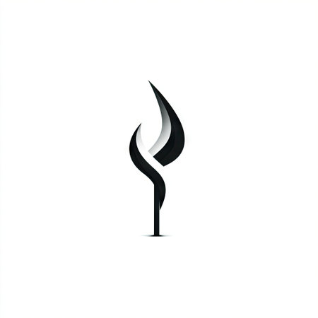 This stylish minimalist design features a black and white flame shape, perfect for creative projects, branding, and modern visual aesthetics.の素材