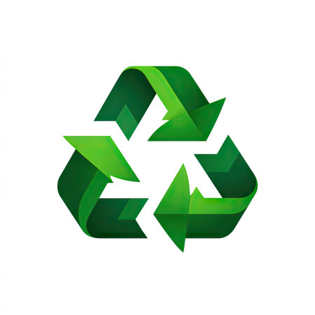 This vivid green recycling symbol features curved arrows, representing a commitment to sustainability and environmental protection. Perfect for projects focused on eco-friendly practices and awareness.の素材
