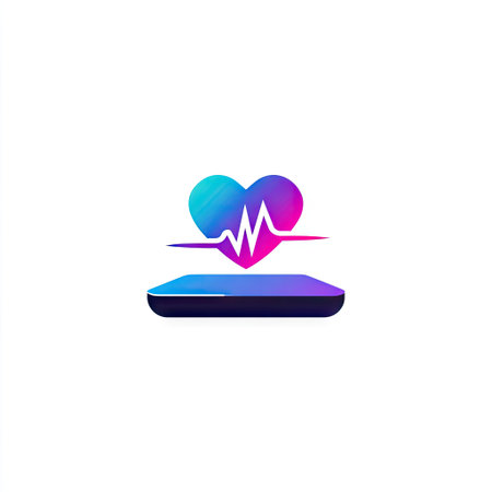 This vibrant and modern icon features a heart with a heartbeat line, symbolizing health and wellness. Ideal for digital applications in healthcare and fitness sectors.の素材