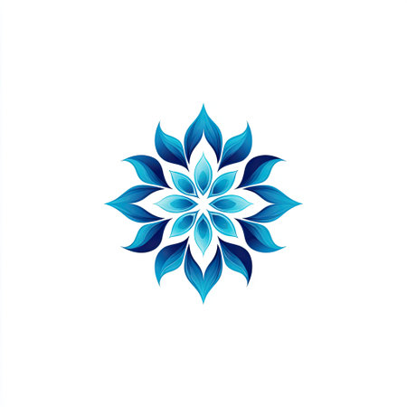 This stunning blue geometric flower design features intricate leaf patterns and offers a visually appealing aesthetic suitable for various artistic and decorative projects.の素材