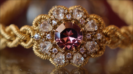 This exquisite vintage gold bracelet features a blend of sparkling gemstones and intricate design, perfect for showcasing timeless elegance and luxury.の素材