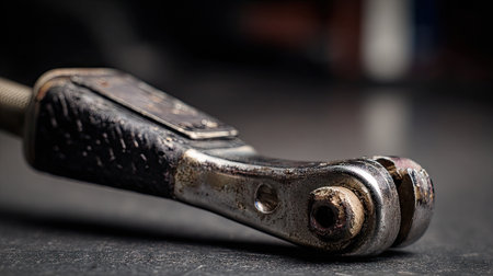 This close-up image captures the detailed texture and vintage character of a hand tool, perfect for themes of craftsmanship, repair, and mechanics.の素材