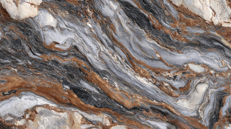 Discover the captivating beauty of this marble texture featuring unique swirling patterns in rich brown, gray, and white colors, perfect for various design projects.の素材