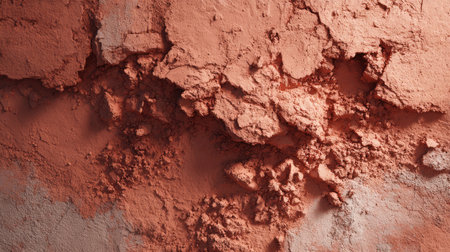 Close-up view of a textured pink clay surface featuring cracks and uneven patterns, offering a natural and artistic feel perfect for creative projects.の素材