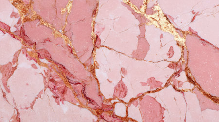 This image showcases an exquisite pink marble surface with stunning gold veins, perfect for design projects requiring an elegant and luxurious touch.の素材