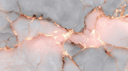 This stunning marble texture features a blend of soft pink and gray with intricate gold veining, perfect for high-end design projects or elegant artwork.の素材
