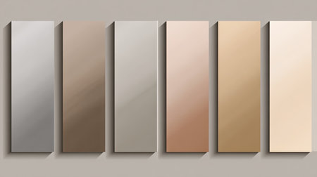This image showcases a sleek collection of color samples in various neutral tones, ideal for interior design projects, home decor inspiration, and artistic layouts.の素材