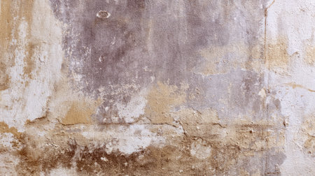 This image showcases a textured wall with natural tones, featuring peeling paint, cracks, and signs of weathering, perfect for artistic projects.の素材