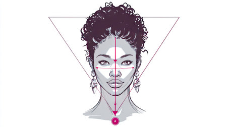 This captivating abstract portrait showcases a woman framed by geometric shapes, symbolizing modern beauty and identity. The artwork blends elegance with creativity.の素材