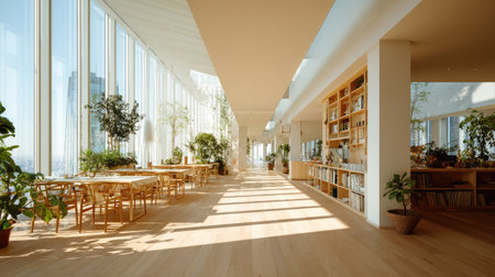 This image captures a modern cafの素材