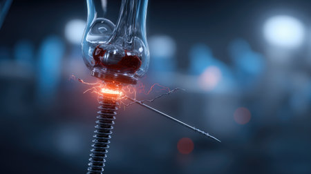 A captivating close-up shot of a vintage radio tube showcasing electric sparks and current, highlighting the intricate details of technology in a moody atmosphere.の素材