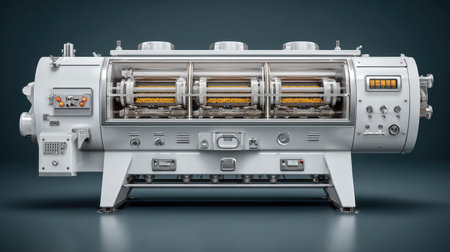 This image showcases a high-tech industrial food processing machine designed for optimal efficiency and precision in culinary production. Ideal for modern food facilities.の素材