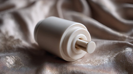 A beautifully crafted minimalist container rests on a soft fabric surface, showcasing elegant design and soft lighting. Perfect for home decor inspiration.の素材