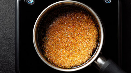 A striking close-up of bubbling coffee liquid in a stainless steel pot, highlighting the rich texture and inviting aroma of this beloved beverage.の素材
