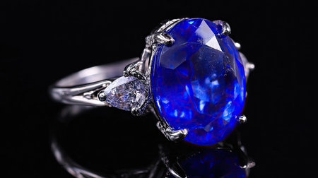 This exquisite blue gemstone ring features a brilliant oval stone set in an intricate silver design, perfect for adding elegance to any look.の素材
