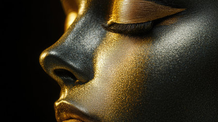 A stunning close-up portrait captures a modelの素材