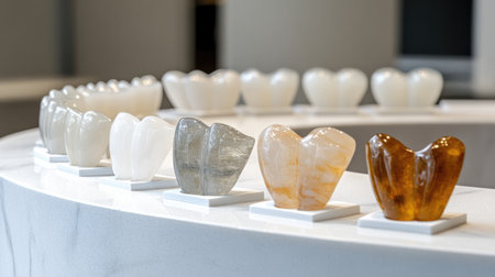 A stunning collection of heart-shaped decorative stones displayed in a sleek, minimalist style. The arrangement features a variety of natural stones, showcasing different textures and subtle colors, perfect for enhancing modern home decor.の素材