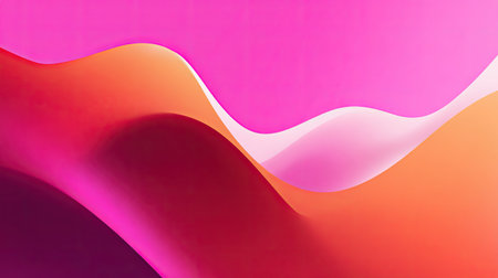 This vibrant abstract artwork features flowing waves in shades of pink, orange, and purple, ideal for modern design projects and creative applications.の素材
