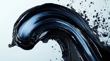 This captivating image showcases a dynamic swirl of dark fluid, embodying the essence of motion and artistry. Ideal for abstract design projects.の素材