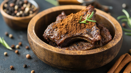 A beautifully presented dish of grilled lamb chops, seasoned with aromatic spices and garnished with fresh herbs, perfect for culinary enthusiasts.の素材