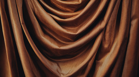 This captivating image features smooth, rich brown fabric elegantly draped, showcasing luxurious texture and depth, perfect for artistic and fashion projects.の素材