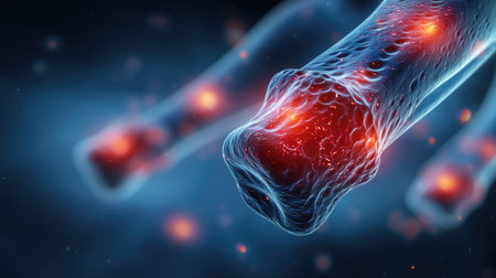 This vibrant and intricate illustration showcases the complexity of neuron synapses and neural connections, emphasizing the beauty of cellular communication in the brain.の素材