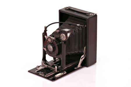 Vintage camera against white background