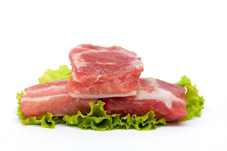 Raw pork ribs and vegetablesの写真素材