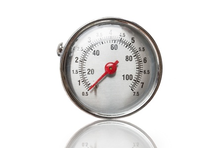 Closeup of a pressure meter on white backgroundの写真素材