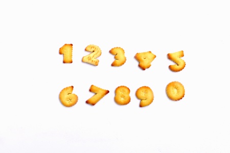 cookkies number cracker on white backgroundの写真素材