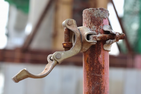 Rusty steel tubing is connected