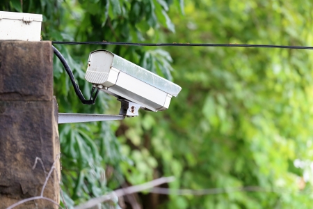 CCTV on the wall in garden