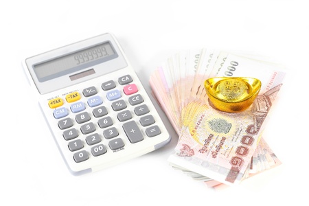 Money and calculator isolatedの写真素材