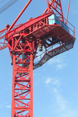 red cranes in the skyの写真素材