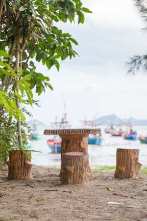 Table at the beachの写真素材