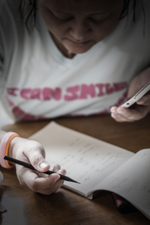 report with hand of someoneの写真素材