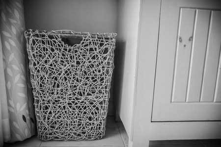 Wicker baskets for use as trashの写真素材