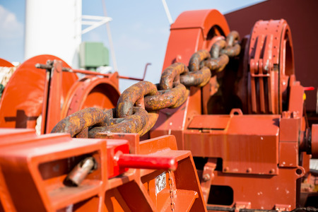 Large chain on the machineの写真素材